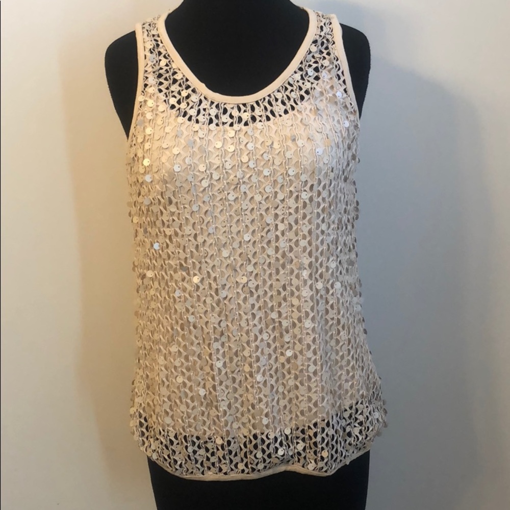 Nude Vince Camuto mesh sequin tank